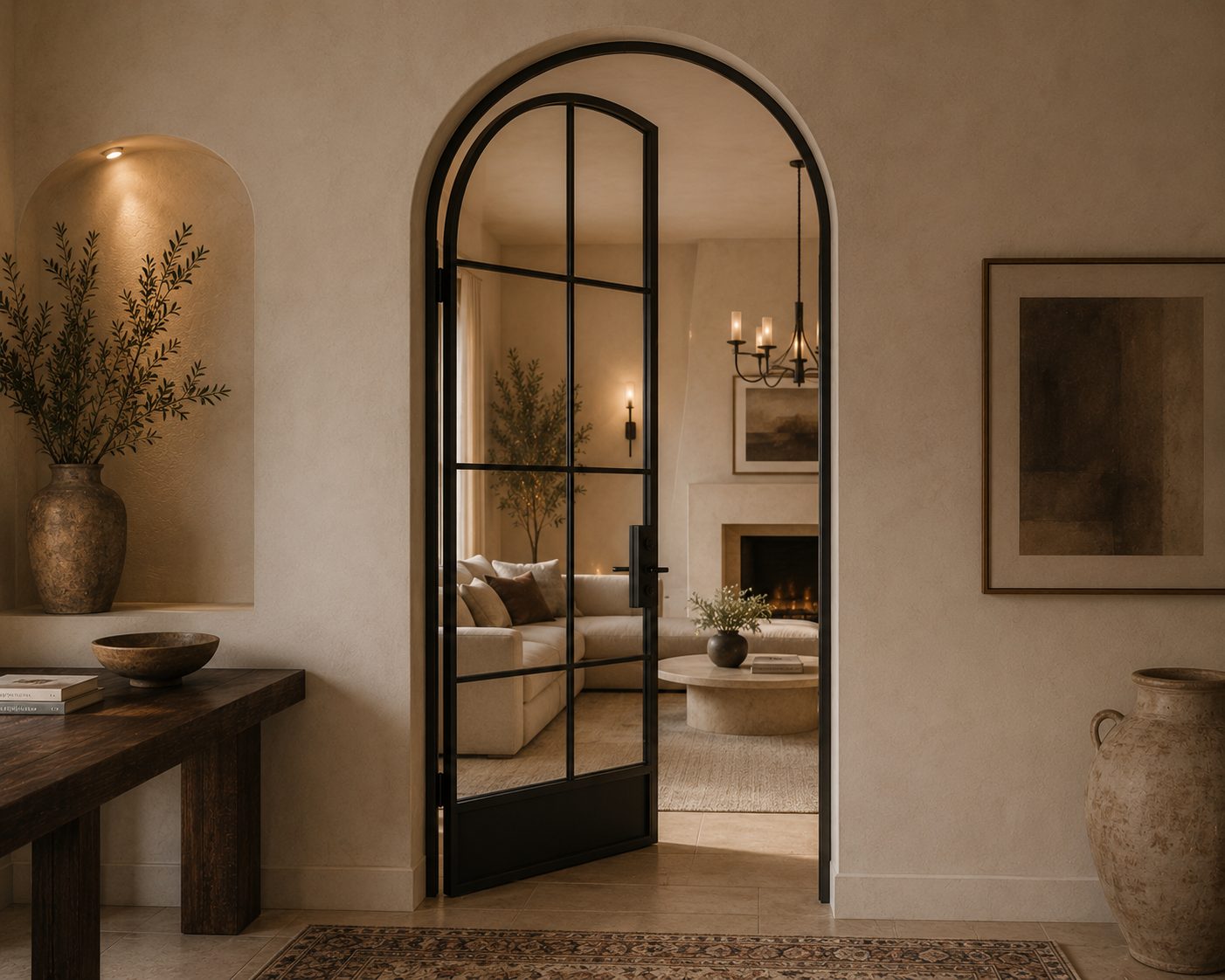 Frameless glass railing with metal fixings