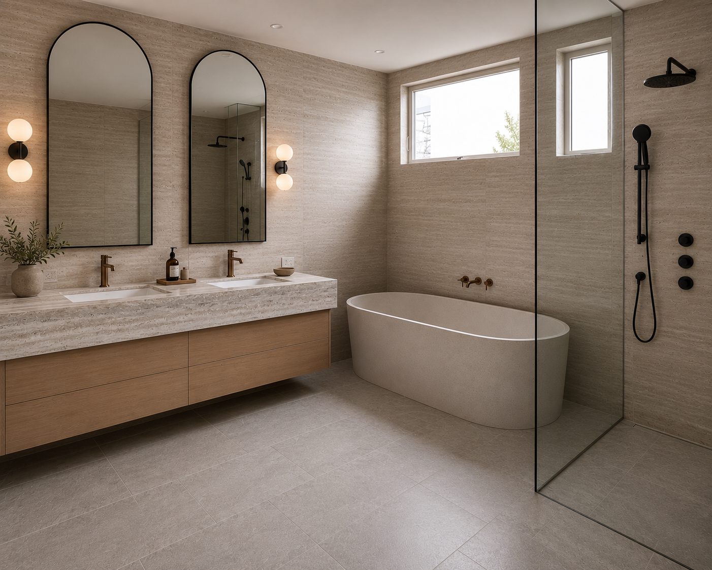Frameless glass shower enclosure