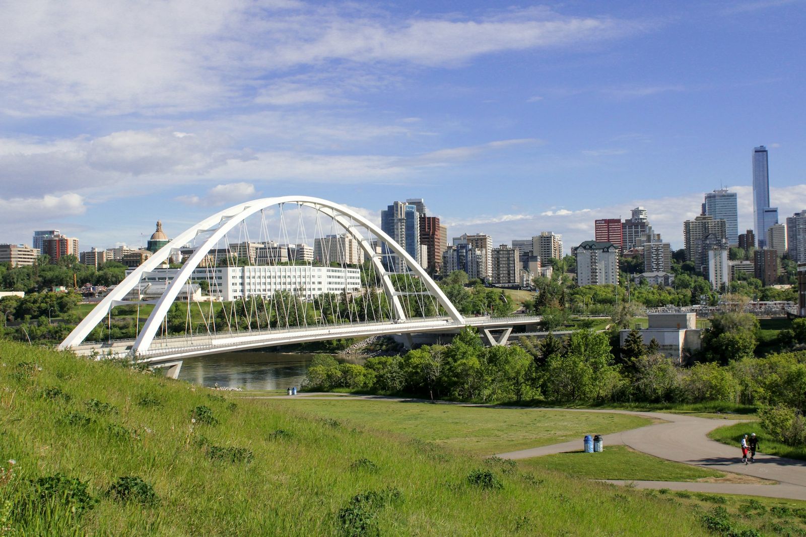 Edmonton skyline over the Walterdale Bridge and river valley