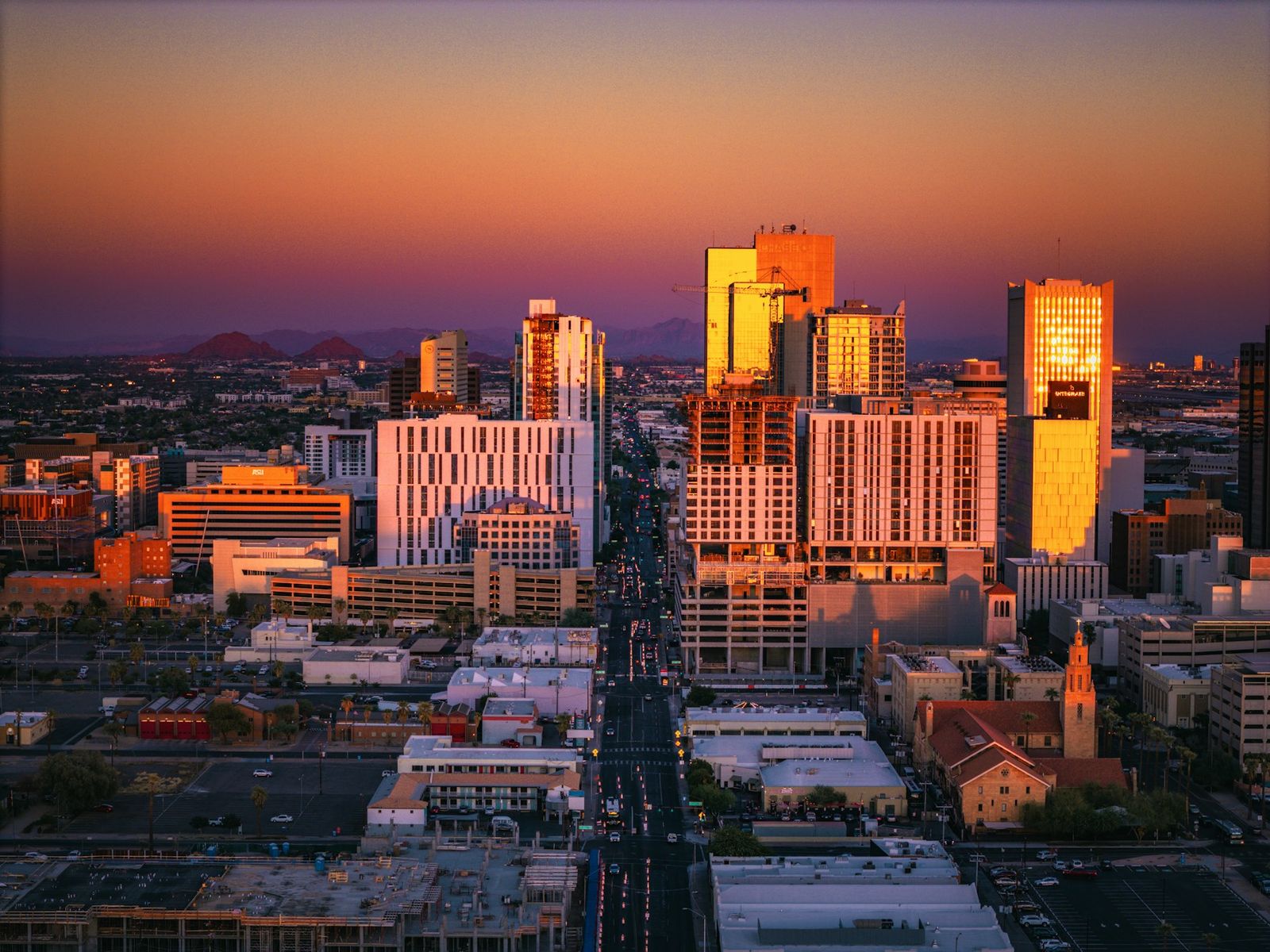 Phoenix skyline with desert mountains beyond