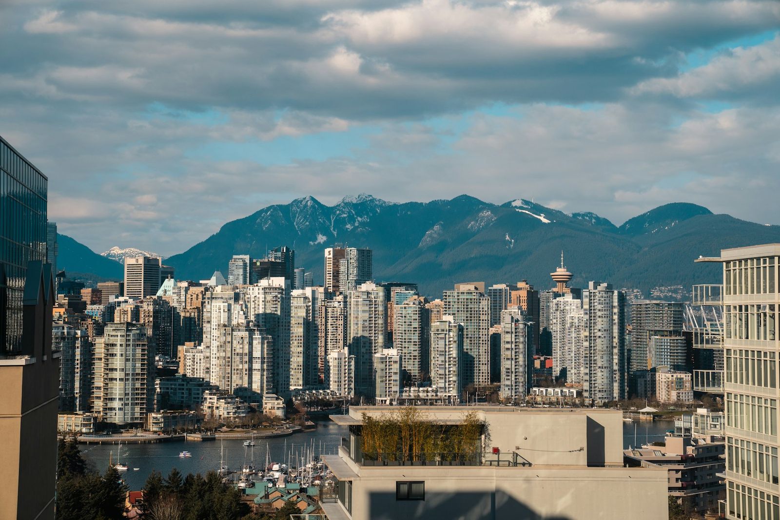 Vancouver downtown with the North Shore Mountains behind