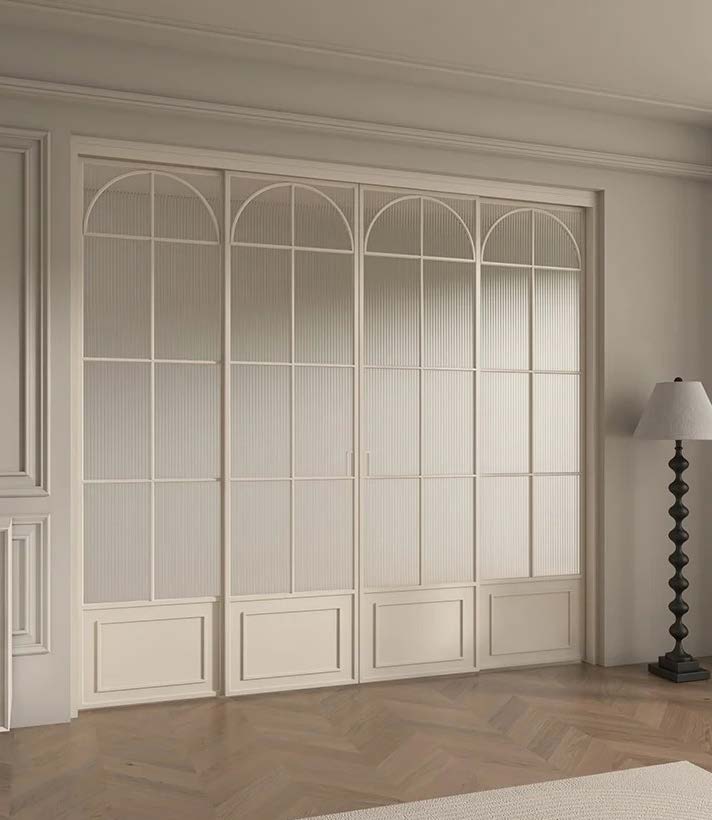 Interior aluminum sliding door in a living space